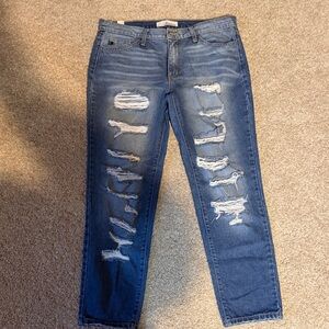 KanCan Ripped Ankle Jeans in Blue